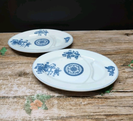 古玩陶瓷八十年代人物紋青花盤拍賣，當前價格268元