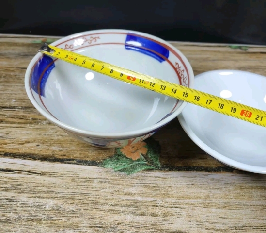 古玩陶瓷上世紀中期青花加彩蓋碗拍賣,當前價格298元