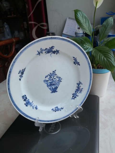 古玩陶瓷（清乾隆）花果紋青花盤拍賣，當前價格500元