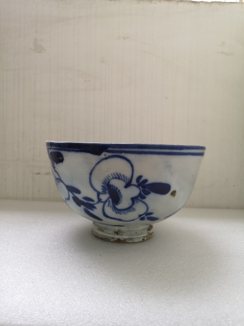 古玩陶瓷清代磁州窯青花花卉紋碗拍賣,當前價格850元