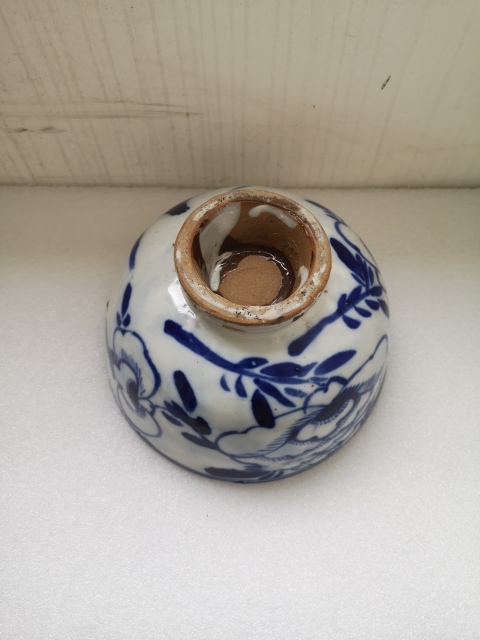 古玩陶瓷清代磁州窯青花花卉紋碗拍賣,當前價格850元