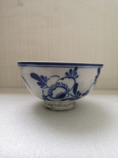 古玩陶瓷清代磁州窯花卉紋青花碗拍賣,當前價格850元