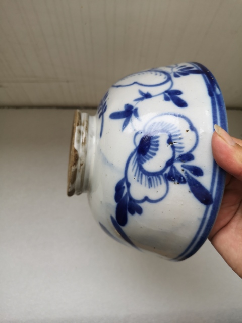 古玩陶瓷清代磁州窯花卉紋青花碗拍賣,當前價格850元