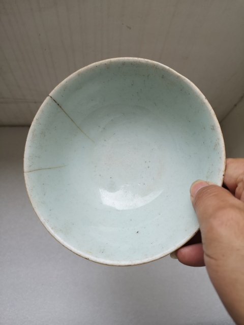 古玩陶瓷清中豆青釉碗拍賣，當前價格298元