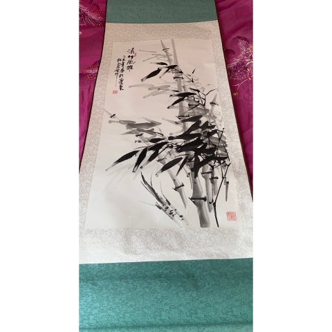 古玩字畫國家一級美術師林永發精品水墨寫意圖軸 清竹風雅拍賣,當前價格1288元