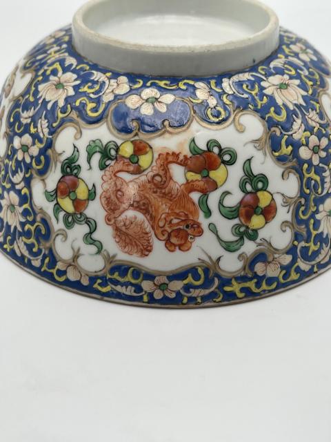 古玩陶瓷晚清料彩獅子大碗拍賣，當前價格15000元