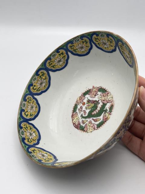 古玩陶瓷晚清料彩獅子大碗拍賣，當前價格15000元