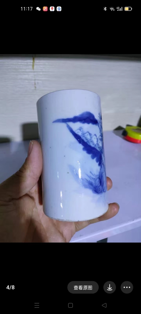 古玩陶瓷晚清山水紋青花筆筒拍賣,當(dāng)前價(jià)格3500元