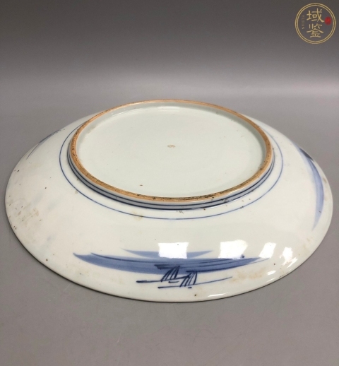 古玩陶瓷日本明治青花山水人物盤拍賣，當前價格2200元