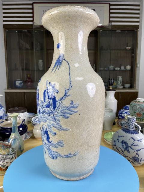 古玩陶瓷哥釉青花麻姑獻(xiàn)壽圖洗口大瓶拍賣,當(dāng)前價(jià)格3880元