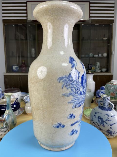 古玩陶瓷哥釉青花麻姑獻(xiàn)壽圖洗口大瓶拍賣,當(dāng)前價(jià)格3880元