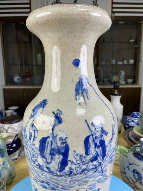 古玩陶瓷哥釉青花麻姑獻(xiàn)壽圖洗口大瓶拍賣,當(dāng)前價(jià)格3880元