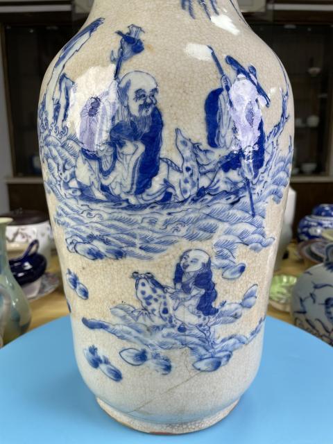 古玩陶瓷哥釉青花麻姑獻(xiàn)壽圖洗口大瓶拍賣,當(dāng)前價(jià)格3880元