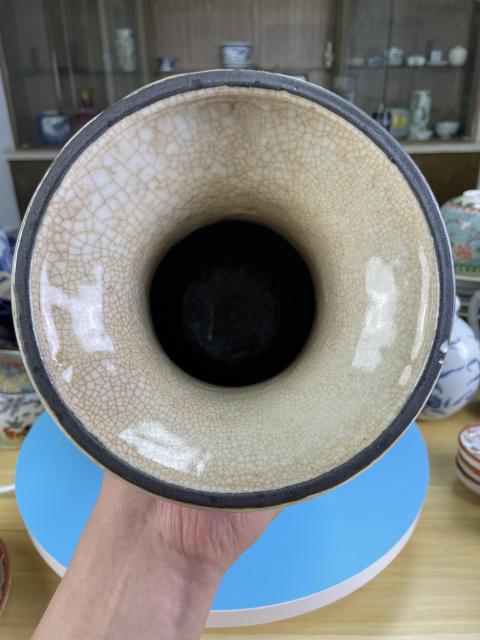 古玩陶瓷哥釉青花麻姑獻(xiàn)壽圖洗口大瓶拍賣,當(dāng)前價(jià)格3880元