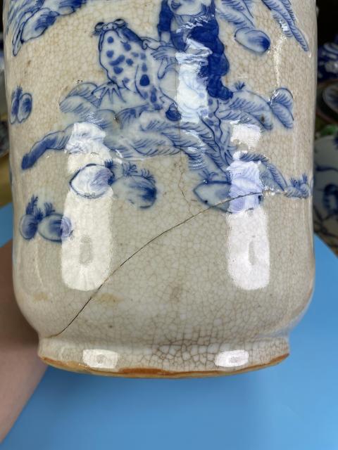 古玩陶瓷哥釉青花麻姑獻(xiàn)壽圖洗口大瓶拍賣,當(dāng)前價(jià)格3880元