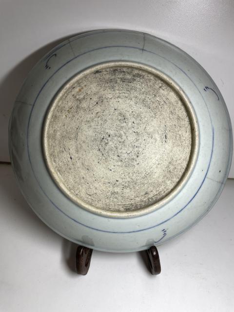 古玩陶瓷清代道光太陽花篆書福字紋青花盤拍賣,當前價格299元