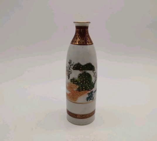 古玩陶瓷上世紀六十至八十年代山水紋彩繪描金瓶拍賣,當前價格260元