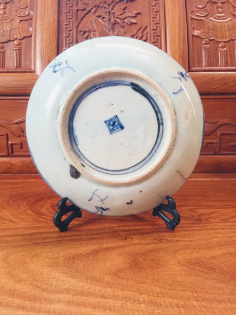 古玩陶瓷雍正青花靈芝紋盤拍賣,當前價格199元