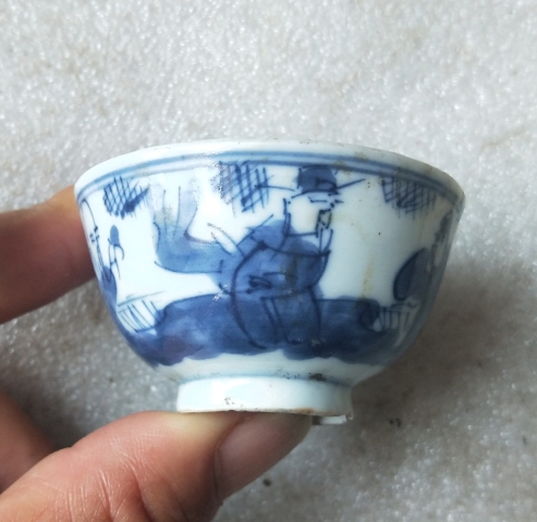 古玩陶瓷晚清玩玉款三星高照圖青花杯拍賣,當前價格188元