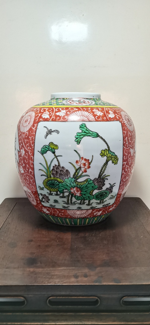 古玩陶瓷晚清花卉紋五彩罐拍賣,當前價格6000元