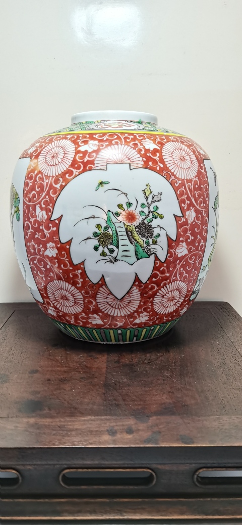 古玩陶瓷晚清花卉紋五彩罐拍賣,當前價格6000元