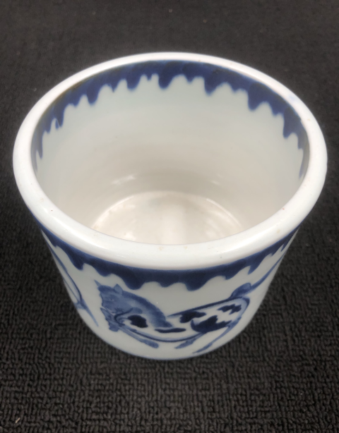 古玩陶瓷民國馬紋青花筆筒拍賣，當前價格1200元