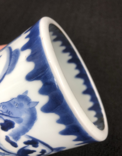 古玩陶瓷民國馬紋青花筆筒拍賣，當前價格1200元