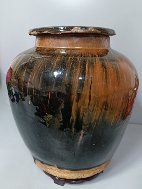 古玩陶瓷精美清代磁州窯變釉大罐拍賣，當前價格2999元