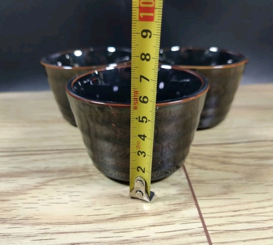 古玩陶瓷六十至八十年代黑釉杯一組拍賣，當前價格168元
