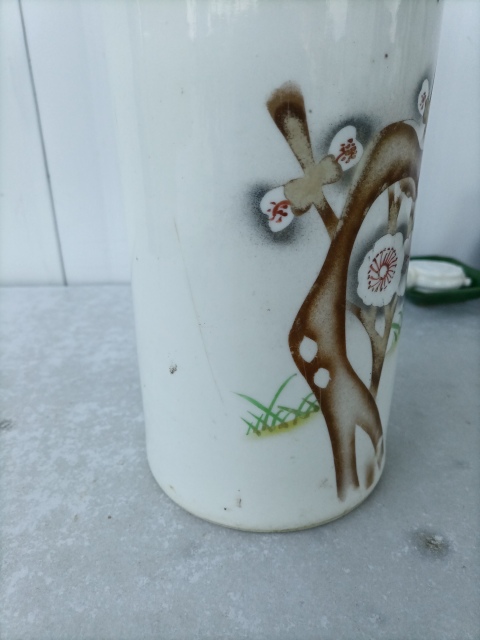 古玩陶瓷民國梅花雄鷹大雞圖帽筒拍賣，當前價格160元