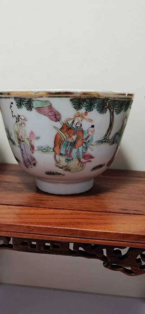 古玩陶瓷粉彩描金三星人物紋杯(一組三件)拍賣,當前價格1900元