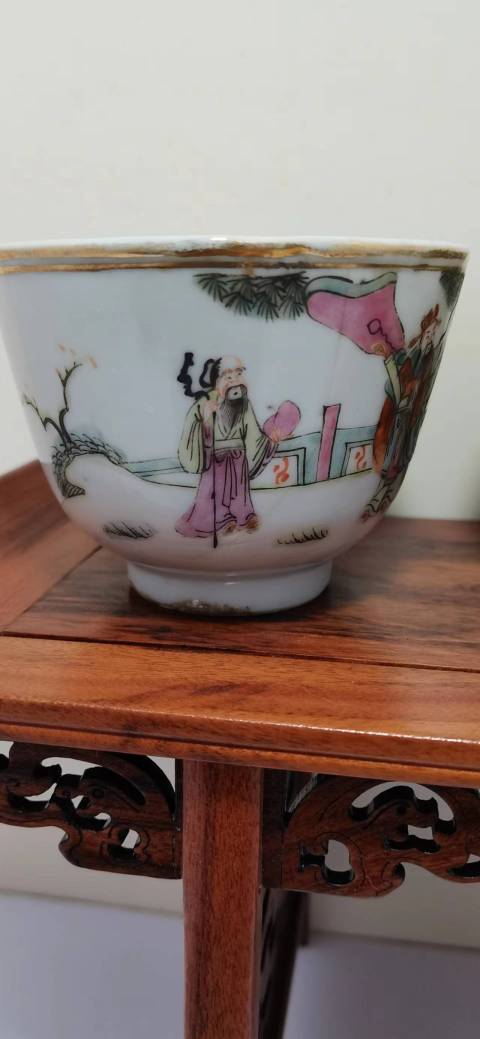 古玩陶瓷粉彩描金三星人物紋杯(一組三件)拍賣,當前價格1900元
