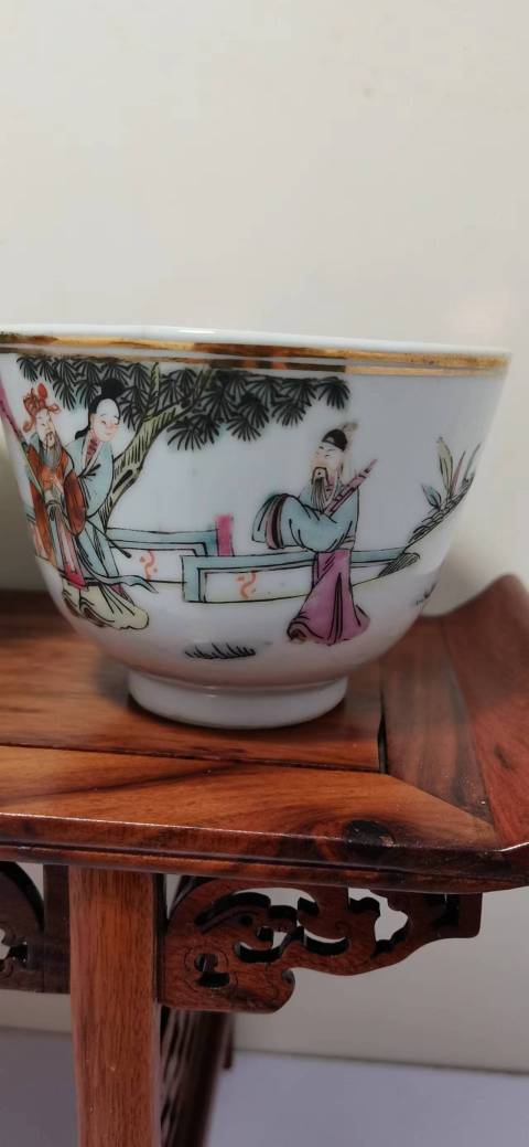 古玩陶瓷粉彩描金三星人物紋杯(一組三件)拍賣,當前價格1900元