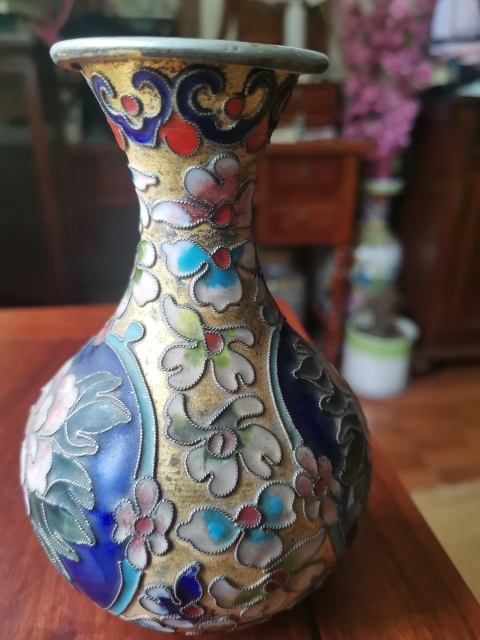 古玩銅器景泰藍瓶拍賣,當前價格260元