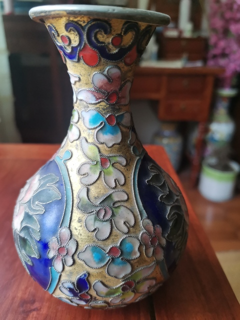古玩銅器景泰藍瓶拍賣,當前價格260元