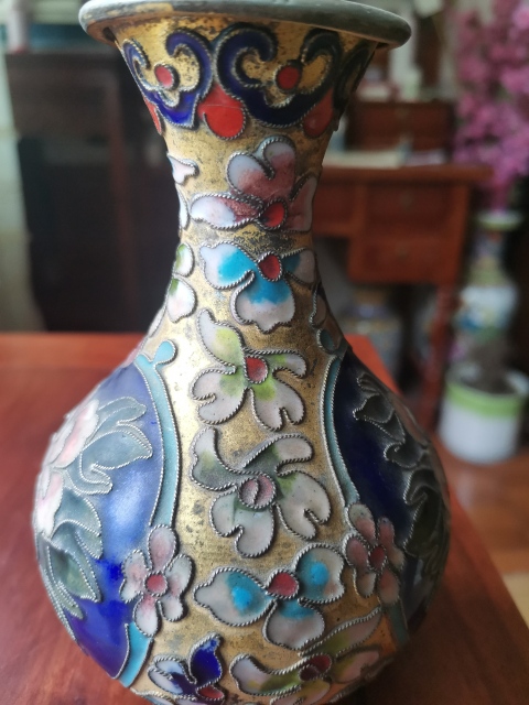 古玩銅器景泰藍瓶拍賣,當前價格260元