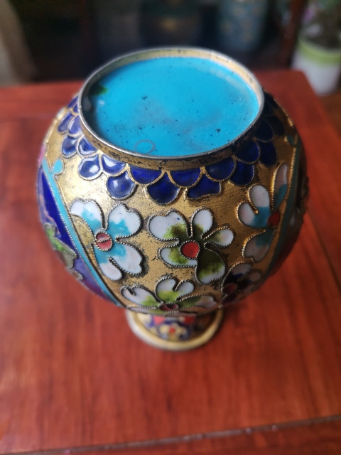 古玩銅器景泰藍瓶拍賣,當前價格260元
