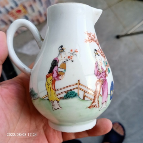 古玩陶瓷外銷粉彩奶壺拍賣,當前價格588元