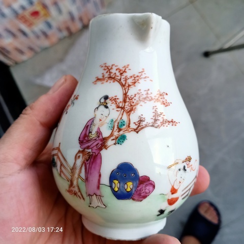 古玩陶瓷外銷粉彩奶壺拍賣,當前價格588元