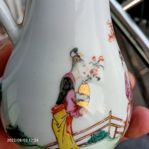 古玩陶瓷外銷粉彩奶壺拍賣,當前價格588元