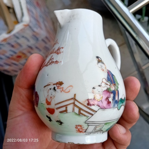 古玩陶瓷外銷粉彩奶壺拍賣,當前價格588元