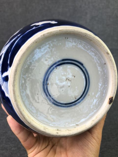 古玩陶瓷晚清青花留白梅紋罐拍賣，當前價格1999元