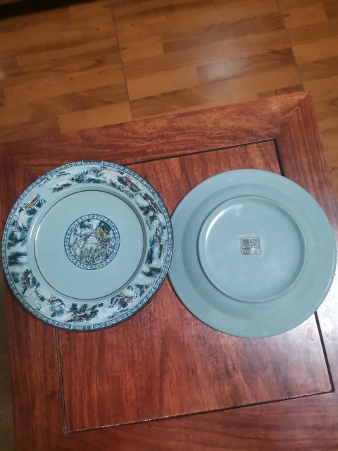 古玩陶瓷出口創(chuàng)匯期山水紋盤拍賣,當(dāng)前價(jià)格360元