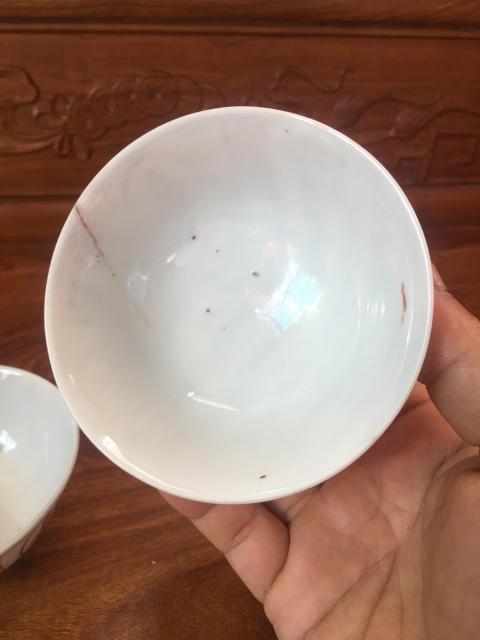 古玩陶瓷(清末民初)礬紅彩長壽紋茶碗一對拍賣,當前價格0元