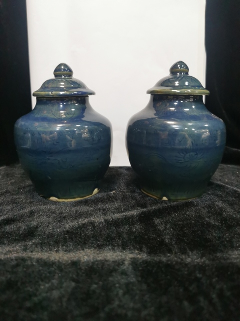 古玩陶瓷霽藍釉刻花蓋罐拍賣,當前價格22000元