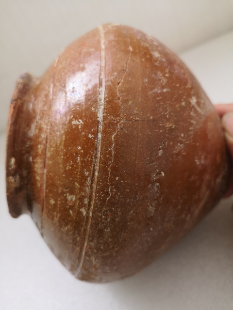 古玩陶瓷唐代紅陶罐拍賣,當前價格450元