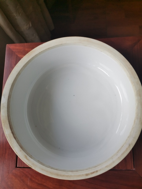 古玩陶瓷上世紀民國晚期青花描金冰梅紋蓋盒拍賣，當前價格1180元