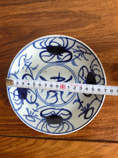 古玩陶瓷清晚期青花花卉紋盤拍賣，當前價格199元