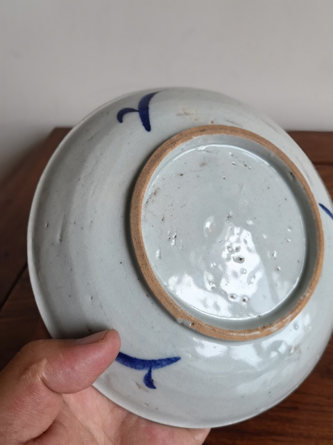 古玩陶瓷清晚期青花花卉紋盤拍賣，當前價格199元