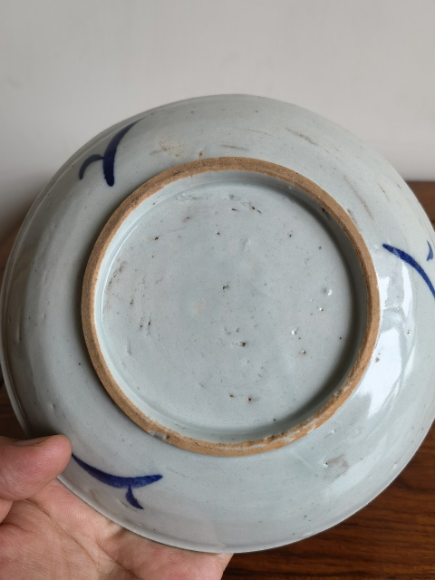 古玩陶瓷清晚期青花花卉紋盤拍賣，當前價格199元